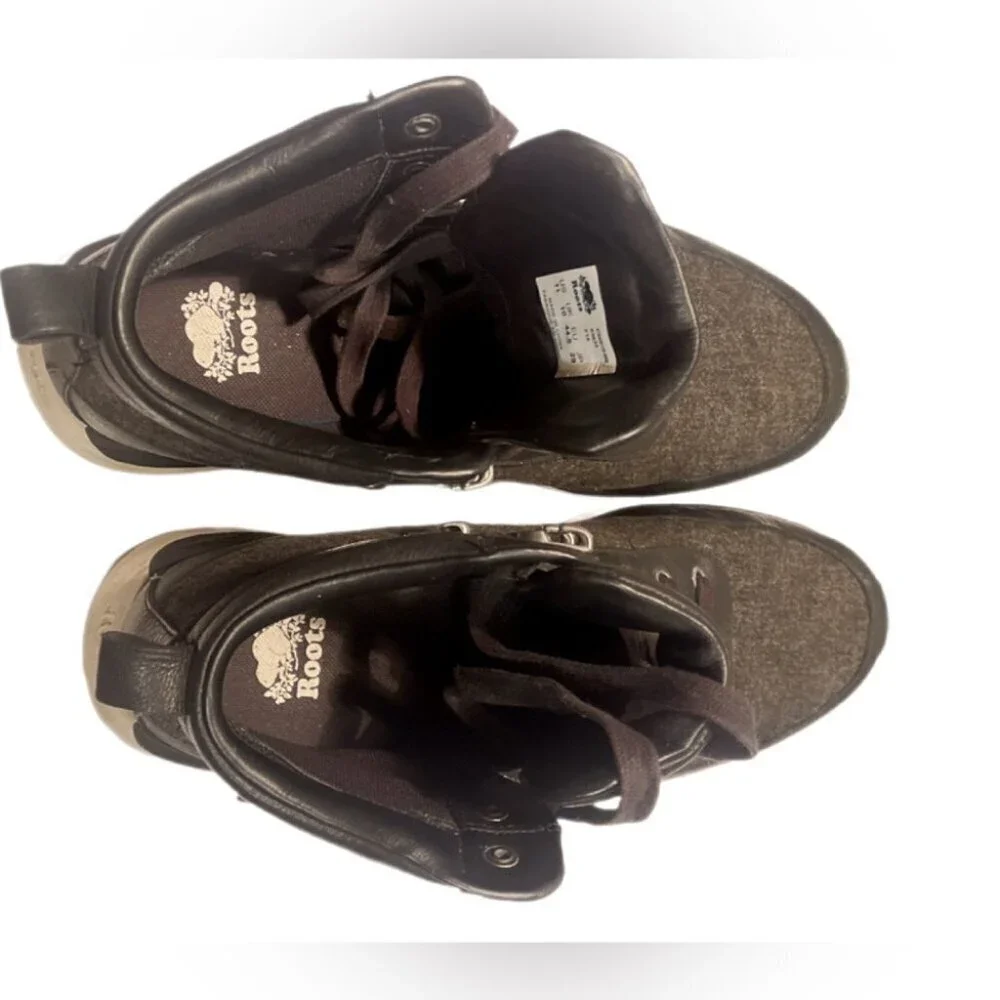 Vintage Roots Black Grey Athleisure Classic hiking Leather fabric Sneakers 11
